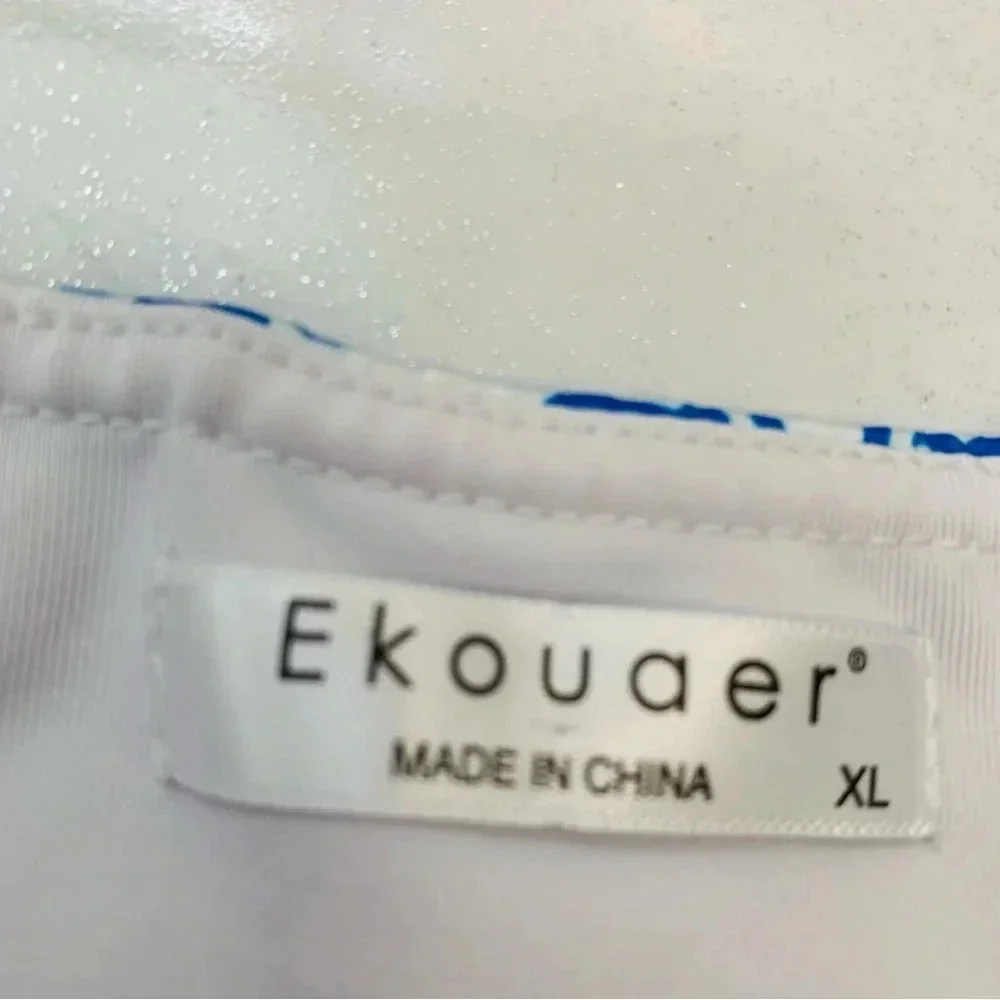 Ekouaer Skort Skirt XL Pull On Blue White Print Elastic Waist Tennis Pickelball‎